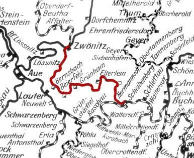 Der Wanderweg führt entlang der ehemaligen Würschnitztalbahn zwischen Stollberg und Zwönitz, sowie der Bahnstrecke Zwönitz-Scheibenberg.